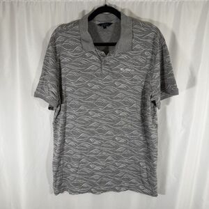 Ben Sherman Polo Shirt Men's Large Grey White Waves Short Sleeve Cotton Blend